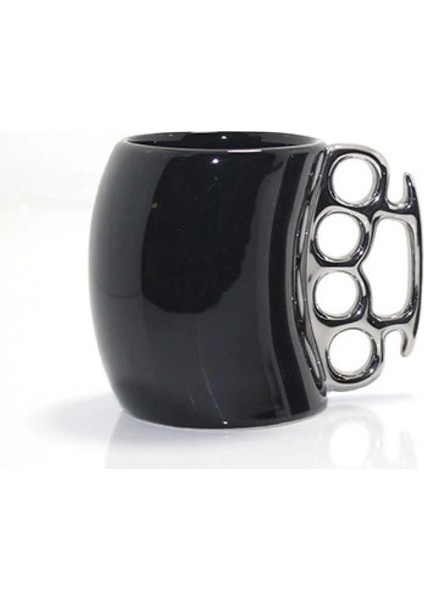 Ieg® Porselen Muşta Tasarımlı Kupa Bardak Siyah