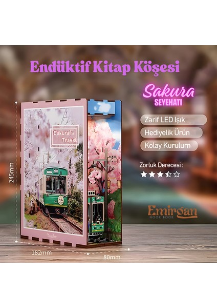 Sakura Seyahati – Mini Ahşap Book Nook – Kendin Yap Japon Kiraz Çiçekleri Temalı Book Nook indirimleri