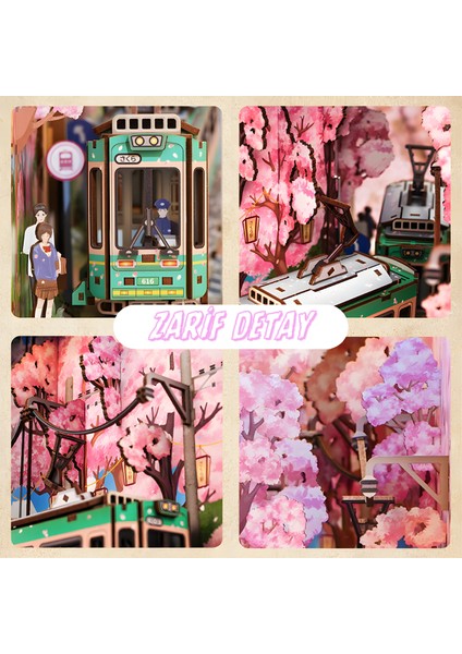 Sakura Seyahati – Mini Ahşap Book Nook – Kendin Yap Japon Kiraz Çiçekleri Temalı Book Nook