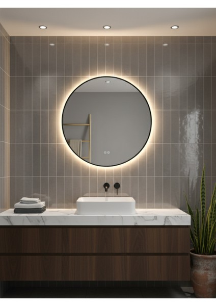 Akıllı Buhar Tutmaz 3 LED Işıklı Dekoratif Banyo Aynası 70 cm