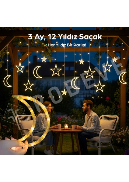 Ay Yıldız Yılbaşı LED Işık 8 Fonksiyonlu LED Işık Yılbaşı Süsleme Dekoratif Animasyonlu LED Işık indirimleri