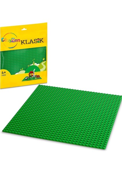 Classic Yeşil Zemin Plakası – 25×25 cm Sert Taban | Lego® ile Uyumlu Yapı Blok Platformu
