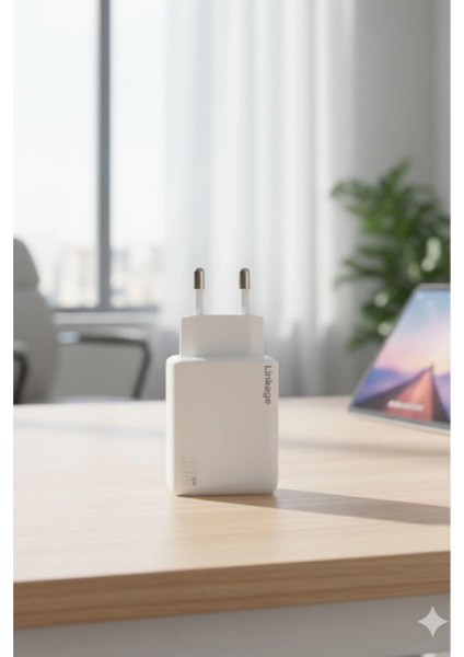 Linkage Lkc-46 20W Usb-C+Usb-A Dual Port Gan Hızlı Şarj Adaptör