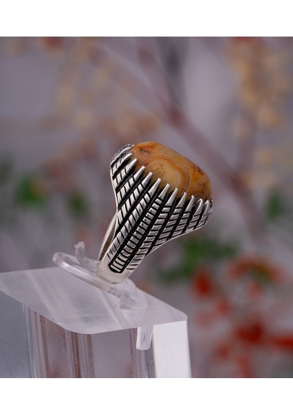 Sarı Doğal Taşlı 925 Ayar Gümüş Erkek Yüzük – Karakterli ve Özgün Tasarım modelleri