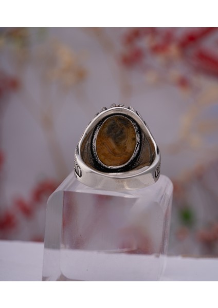 Sarı Doğal Taşlı 925 Ayar Gümüş Erkek Yüzük – Karakterli ve Özgün Tasarım indirimleri