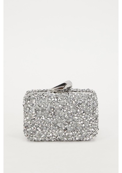 ​​​kare Taşlı Abiye El Çantası 930190 Gümüş modelleri