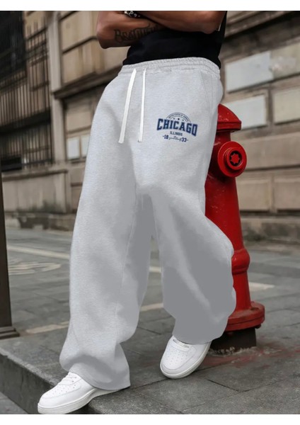 Büyük Beden Özel Tasarım California Baskılı %100 Pamuk Kışlık Bol Paça Hip Hop Erkek Eşofman Altı