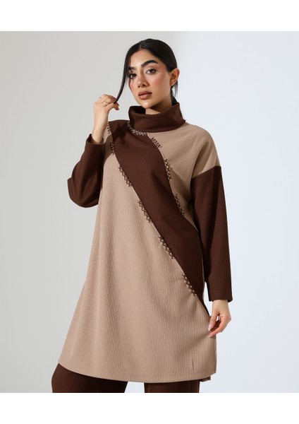 Selanik Boğazlı Iki Parça Tunik Takım