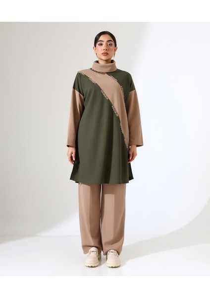 Selanik Boğazlı Iki Parça Tunik Takım