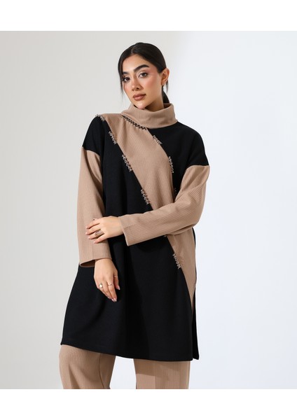 Selanik Boğazlı Iki Parça Tunik Takım