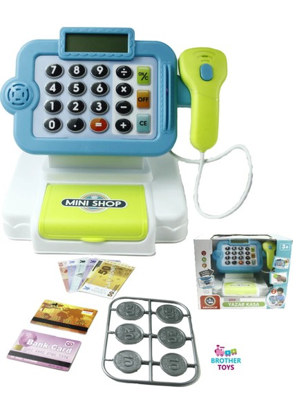 14 Parça Sesli Işıklı Hesap Makineli Barkod Okuyuculu Yazar Kasa Market Yazarkasa Pos Kırmızı Mavi fiyatları