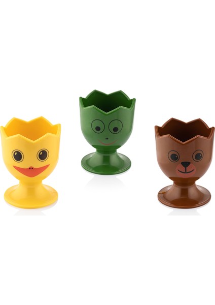 3 Adet Neşeli Yumurtalık Sofra Masa Yumurta Sunumluk L-00842 Qlux Ideas Bpa Içermez