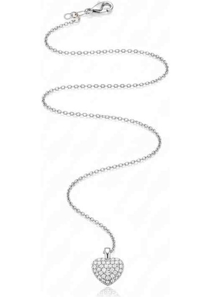 ​💎 Pave Taşlı 3 Boyutlu Kalp Kolye - Kararmaz Çelik Silver Tonu fiyatları