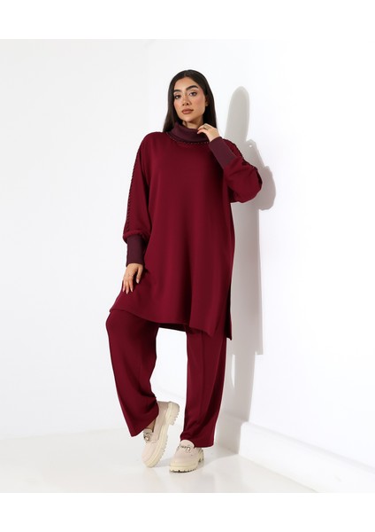Yumuşak Dokulu Triko Detay Iki Parça Takım