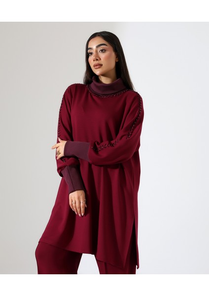 Yumuşak Dokulu Triko Detay Iki Parça Takım