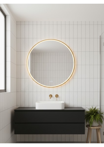 Akıllı Buhar Tutmaz 3 LED Işıklı Dekoratif Banyo Aynası 80 cm
