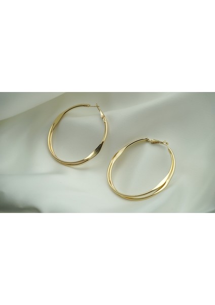 Çelik Rubi Gold Yuvarlak Küpe modelleri