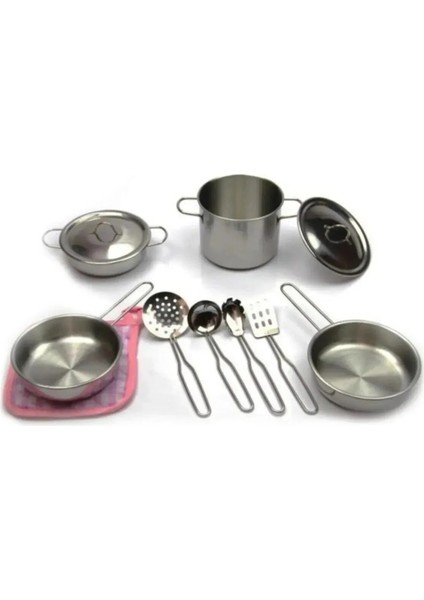 Metal Paslanmaz Çelik 11 Parça Oyuncak Kabartmalı Tencere Tava Seti Aksesuarlı Mutfak Tencere Seti fiyatları