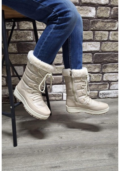 Içi Kürklü Kaydırmaz Kauçuk Taban Su Geçirmez Kar Botu