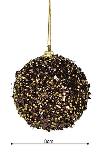 Yılbaşı Topu Kırçıllı Koyu Kahve 8cm fiyatları