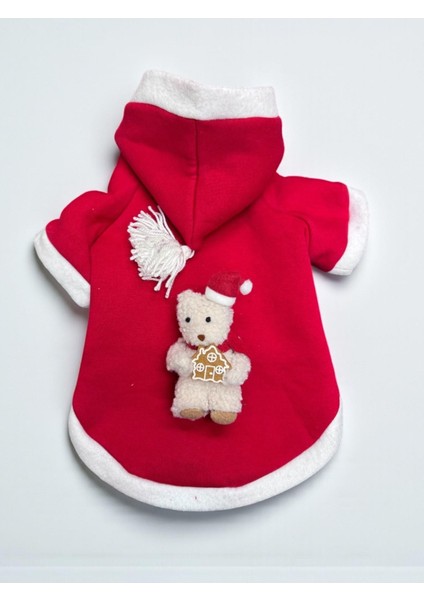 Snow Bear Kırmızı Xmas Köpek Kıyafeti | Kapüşonlu Polar Noel Sweatshirt | Küçük Irklar Için fiyatları