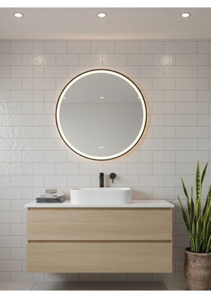 Akıllı Buhar Tutmaz 3 LED Işıklı Dekoratif Banyo Aynası cm
