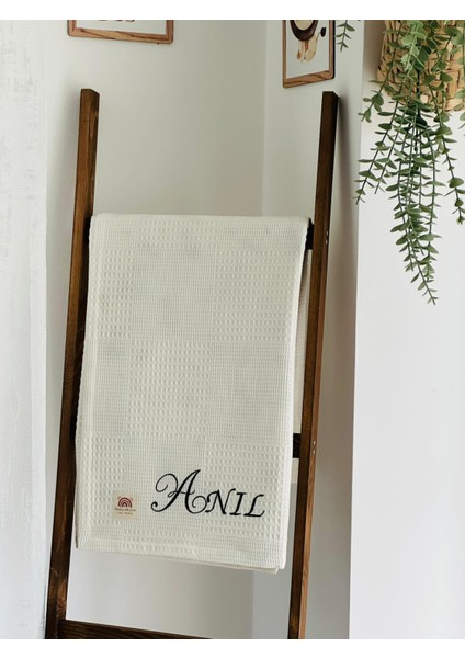 Ftbabycollection Çift Taraflı Kişiye Özel Isim Nakışlı Waffle Pike & Müslin Bebek BATTANIYESI 90X100 CM modelleri