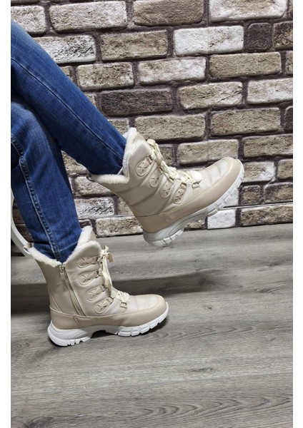 Içi Kürklü Kaydırmaz Kauçuk Taban Su Geçirmez Kar Botu