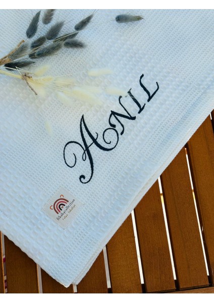 Ftbabycollection Çift Taraflı Kişiye Özel Isim Nakışlı Waffle Pike & Müslin Bebek BATTANIYESI 90X100 CM indirimleri