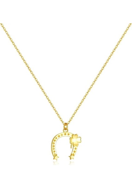 Lucky Charm Nal Yonca Minimal Kadın Gümüş Kolye