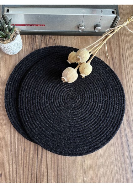 2 Adet Siyah Jüt Supla / Amerikan Servis Lux Sunum Tabak Altlığı fiyatları