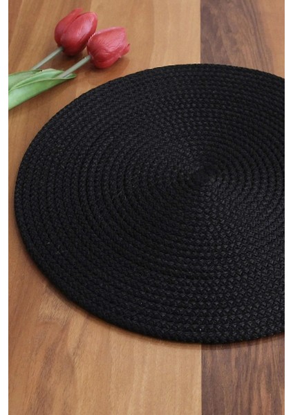 Amerikan Servis Runner 6 Lı Sunum Supla Çeyiz Takımı Örgü Tabak Altı Yanmaz (Siyah) fırsatları