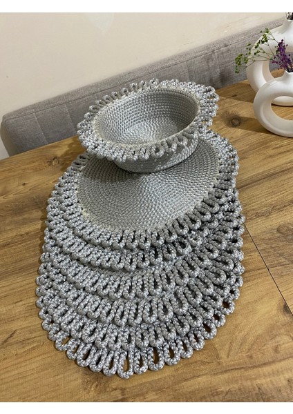 Galaxy Modern Jüt Supla ve Ekmeklik 7'li Set Gri