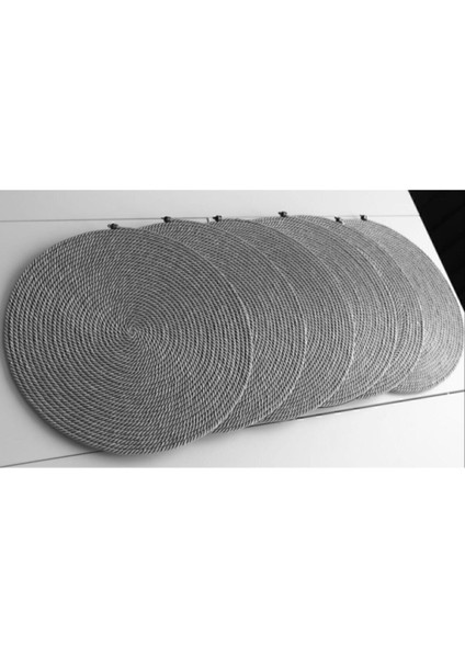 6 Adet Gri Amerikan Servis Runner Supla Sunum Çeyiz Takımı Pamuk Hasır Salon Mutfak Masa Örtüsü