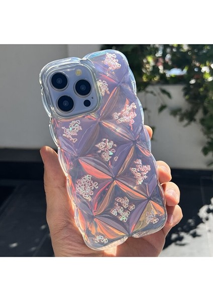 iPhone 15 Pro Max Hologramlı Baklava Desenli Kalın Şeffaf Telefon Kılıfı indirimleri