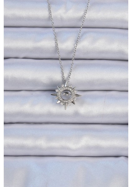 316L Çelik Zincir Gümüş Renk Zirkon Taşlı Parlayan Yıldız Kolye - TJ-BKO9084 modelleri