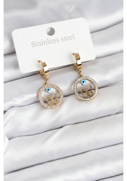 316L Çelik Halka Kelebek Kadın Küpe - TJ-BKP11228 fırsatları