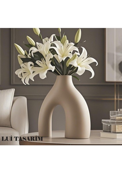 Krem Bohem Krem Vazo Büyük Boy Seramik 28 cm -26 cm modelleri