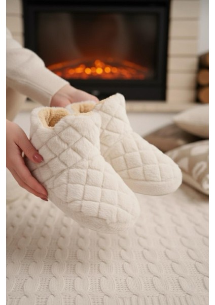 Ness Kadın Ev Botu Peluş Ev Pandufu Ses Yapmaz Taban Sıcak Şık Kürklü Panduf Ev Botu