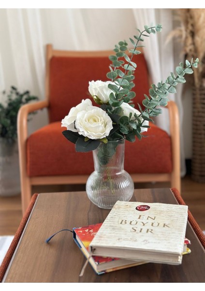 Yapay Çiçek Okaliptüs ve Gül Demeti 9 Dal Arajman modelleri