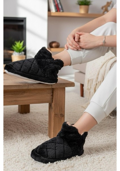 Ness Kadın Ev Botu Peluş Ev Pandufu Ses Yapmaz Taban Sıcak Şık Kürklü Panduf Ev Botu