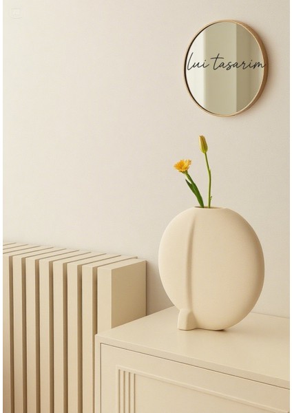 Krem Rengi Seramik Moon Vazo Xl Boy Iskandinav Bohem Tarz Dekoratif fiyatları