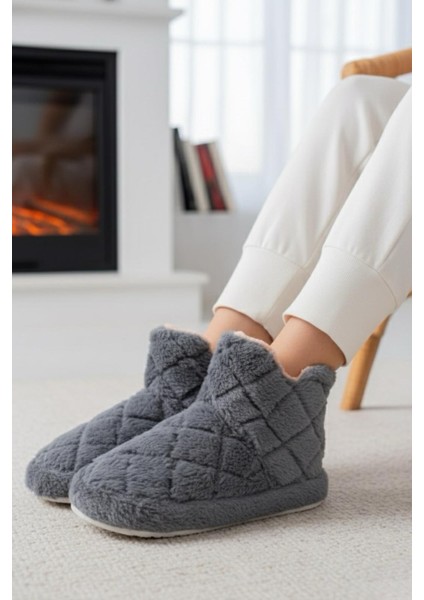 Ness Kadın Ev Botu Peluş Ev Pandufu Ses Yapmaz Taban Sıcak Şık Kürklü Panduf Ev Botu