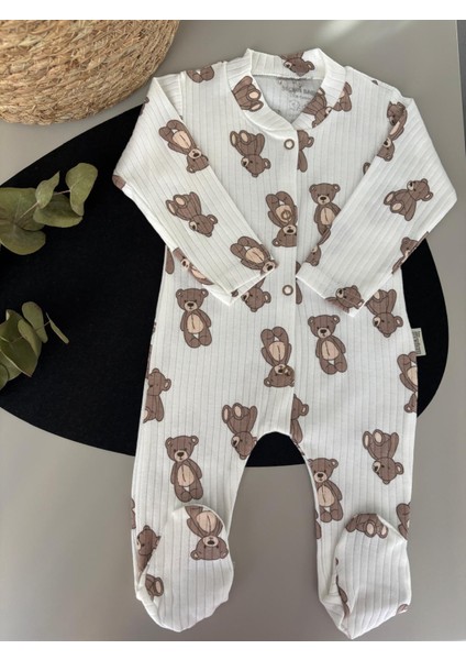 Patikli Kahverengi Ayıcıklı Tulum