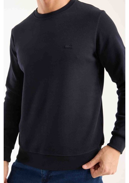 Bisiklet Yaka Regular Fit Lacivert Paris Arma Uzun Kol