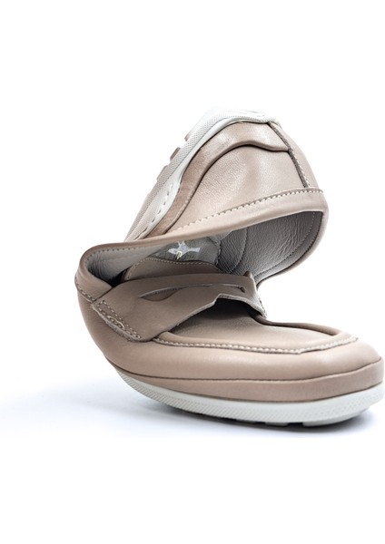 B260700 Iç Dış Hakiki Yumuşak Deri Kadın Açık Vizon Renk Makosen Ayakkabı fırsatları