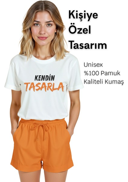 Kişiye Özel Baskı (Kendin Tasarla) Baskılı %100 Pamuk Rahat Kesim T-Shirt