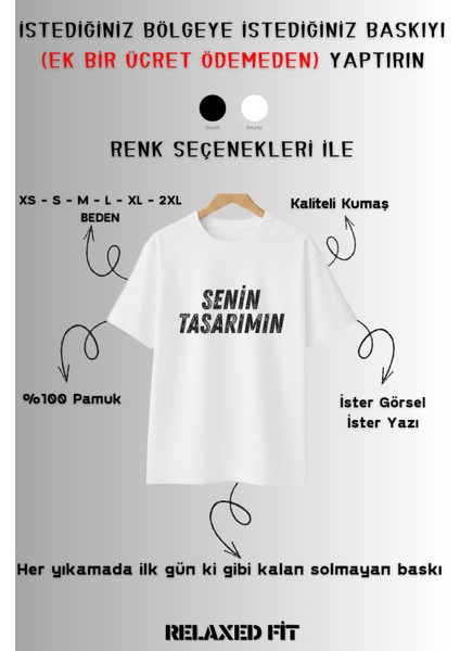 Kişiye Özel Baskı (Kendin Tasarla) Baskılı %100 Pamuk Rahat Kesim T-Shirt fırsatları