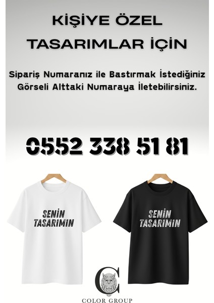 Kişiye Özel Baskı (Kendin Tasarla) Baskılı %100 Pamuk Bisiklet Yaka Relax Kesim T-Shirt fırsatları