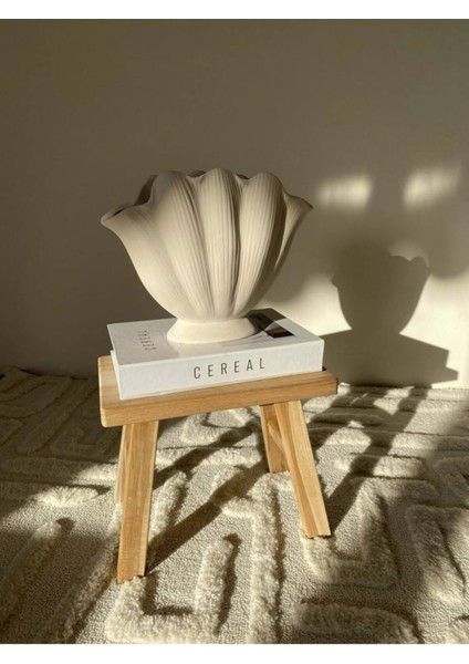 Krem Istiridye Vazo Doğal Seramik Krem Rengi (Beton Alçı Değildir Büyük Boy) fiyatları